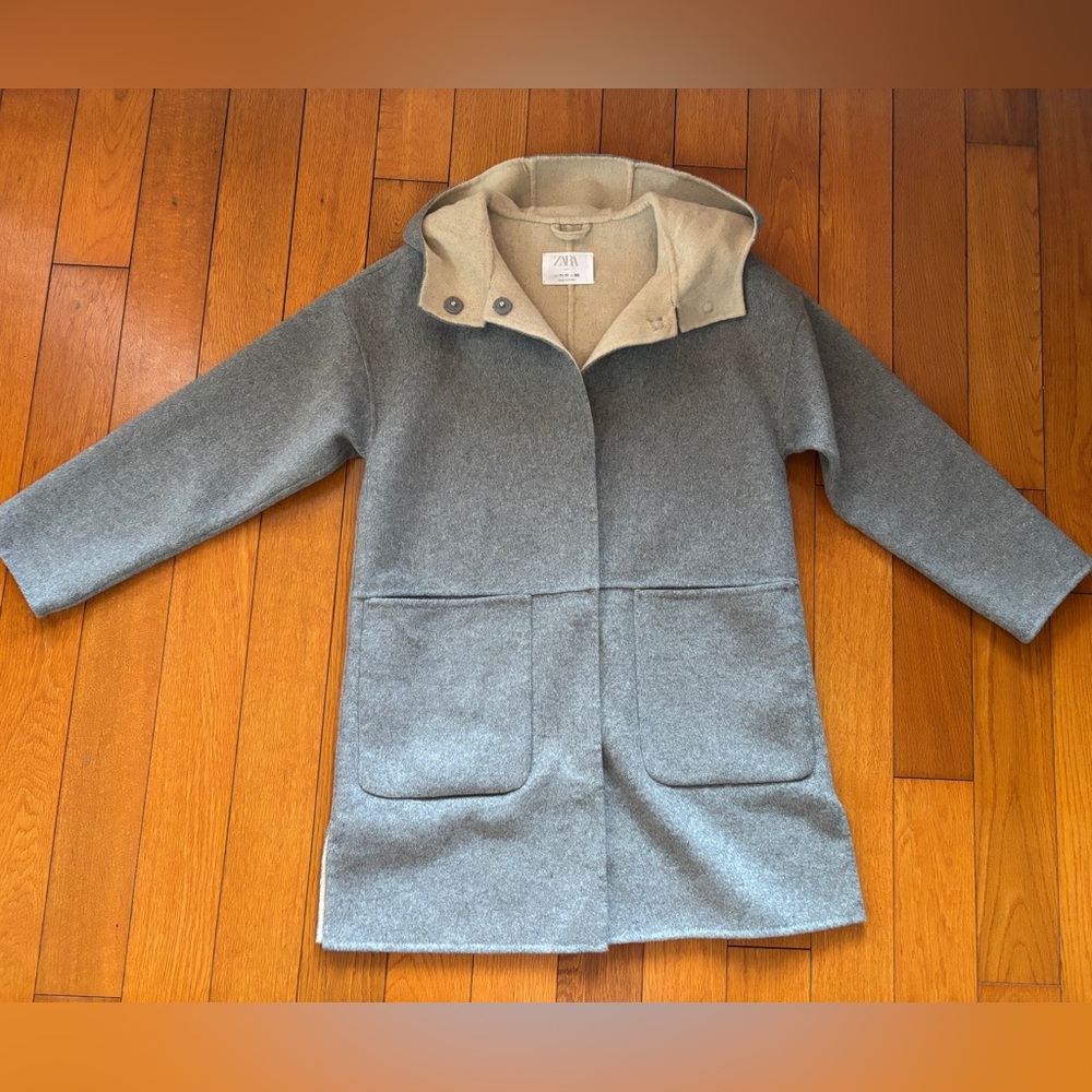 Zara Gray Wool Blend Coat for girls